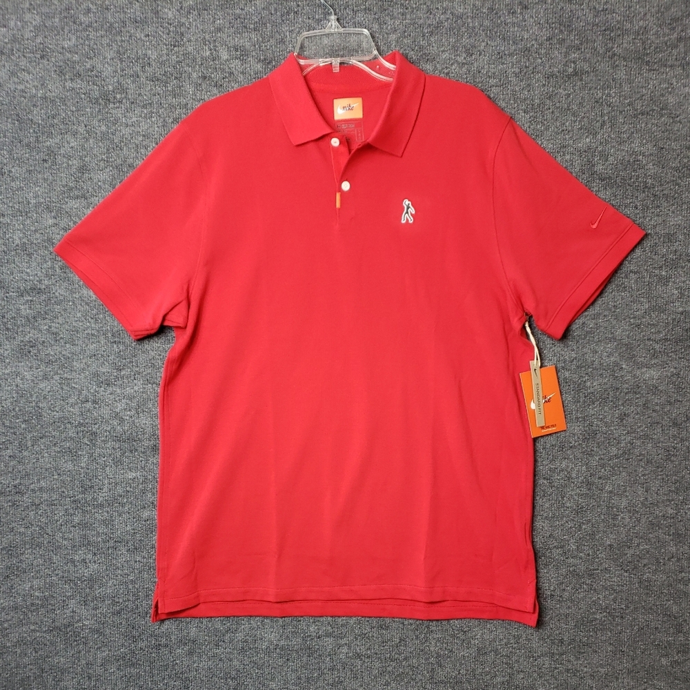 Nike Tiger Woods TW Fist Pump Golf Polo Dri Fit Masters Championship Red Shirt